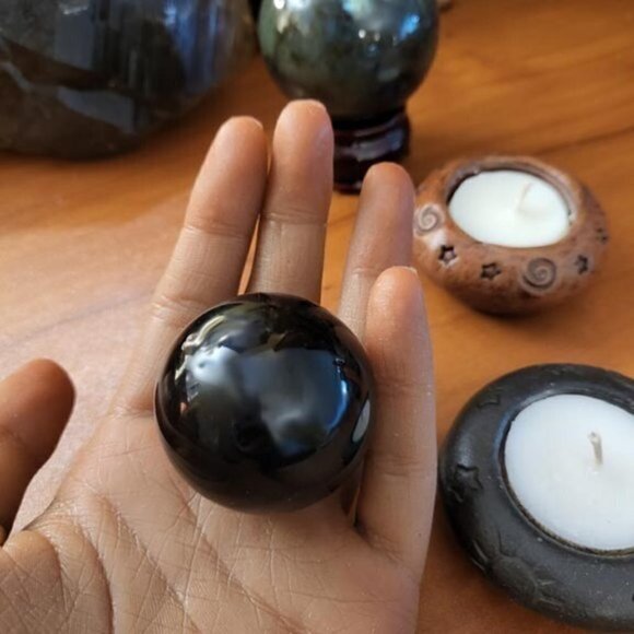 Black Obsidian Sphere - Picture 2 of 3